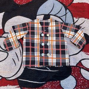 VINTAGE 70s FAWN TOGS PLAID BUTTON JACKET SIZE 3T HOLIDAY CHRISTMAS SCHOOL